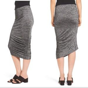 Trouve ruched midi skirt in spacedye black